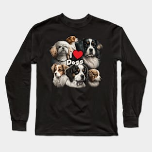 I love doggos collage Long Sleeve T-Shirt